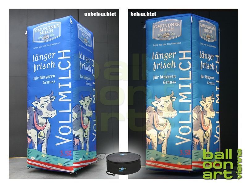 Jack in the Box® Tower, aufblasbare Werbe-, Event-, und Lichtsäule, Tower / Gmunder Milch