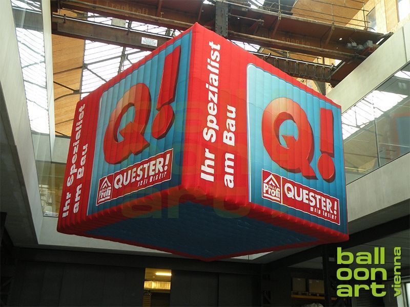 Inflatable - aufblasbarer Würfel, Quader, Deckenhänger, Eyecatcher - Quester