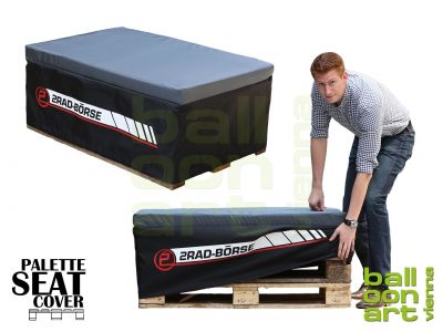 Palette Seat Cover, Sitzbank Werbung, Palettenüberzug, Palettenwerbung - 2Rad-Börse